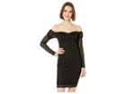Bebe Off Shoulder Lace Dress (jet Black) Women's Dress