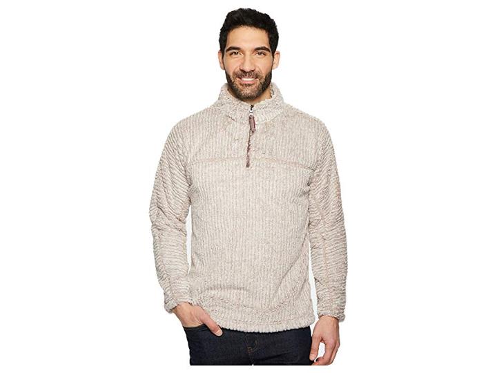True Grit Frosty Cord Pile 1/4 Zip Pullover (oatmeal) Men's Clothing