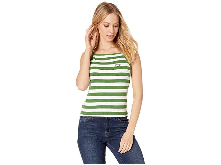 Juicy Couture Awning Stripe Rib Tank (pine Awning Stripe) Women's Clothing