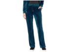 Juicy Couture Glitter Plastisol Bootcut Velour (eloquent Petrol) Women's Casual Pants