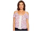 Roper 1625 Floral Print Cold Shoulder Blouse (purple) Women's Clothing