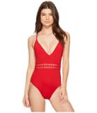 Kenneth Cole Weave Your Own Way Plunge Mio (spice) Women's Swimsuits One Piece