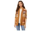 Pink Rose Long Sleeve Open Heavy Cardigan (tan/navy Combo) Women's Sweater