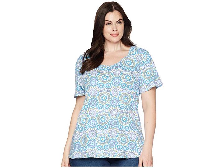 Extra Fresh By Fresh Produce Plus Size Mosaic Shells Luna Top (white) Women's Clothing