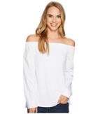 Tribal Off Shoulder Top W/ Knit Front And Woven Back (white) Women's Blouse
