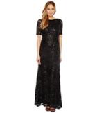 Adrianna Papell Stretch Tulle And Sequin Gown (black) Women's Dress