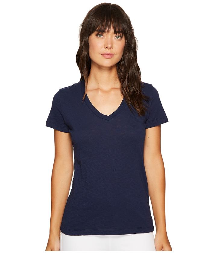 Mod-o-doc Slub Jersey Short Sleeve V-neck Tee (true Navy) Women's Short Sleeve Pullover