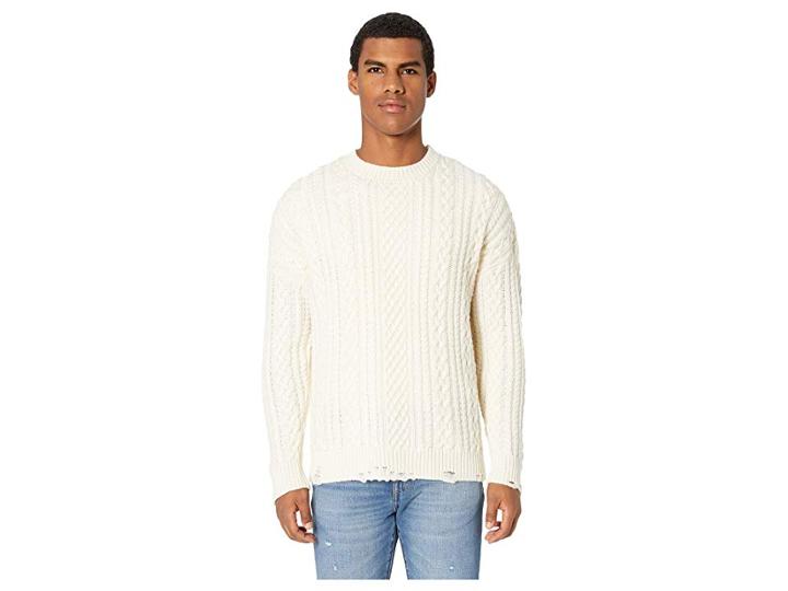 The Kooples Distressed Cashmere Wool Sweater (beige) Men's Sweater