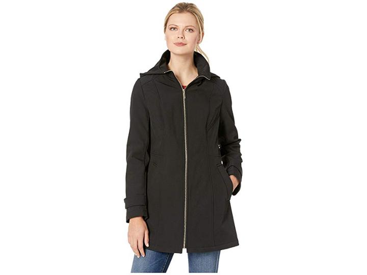 Tommy Hilfiger Zip Front Softshell Jacket (black) Women's Coat