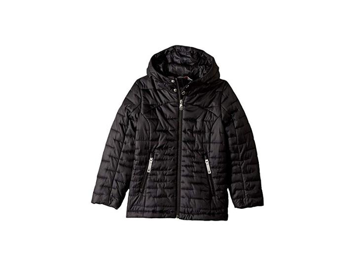 Spyder Kids Edyn Hoodie Insulated Jacket (big Kids) (black/black) Girl's Coat