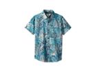 Vissla Kids Tropical Maui Short Sleeve Woven Top (big Kids) (teal) Boy's Short Sleeve Knit