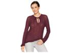 Lucky Brand Drop Needle Stripe Top (burgundy Stripe) Women's Clothing