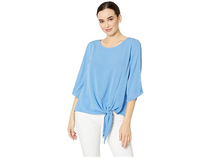 Bobeau Side Tie Crepton (silver Lake Blue) Women's T Shirt