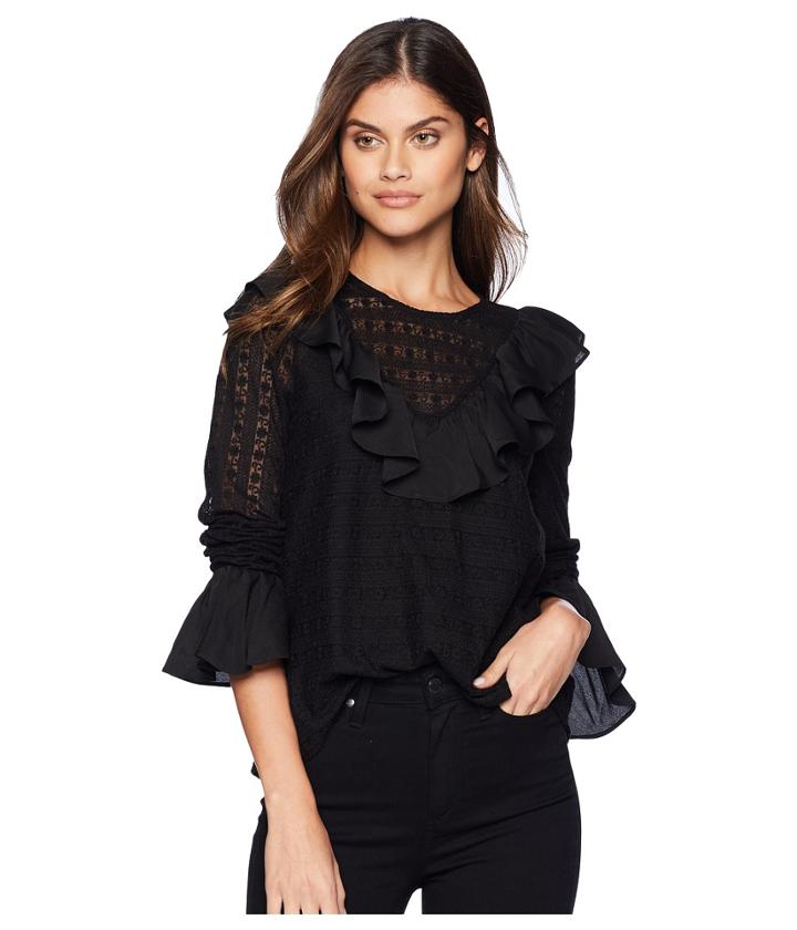 Moon River Lace Top Blouse (black) Women's Blouse