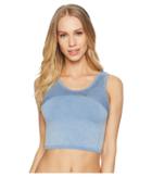 Splendid Studio Distressed Seamless Crop Singlet (moonlight Blue) Women's Clothing