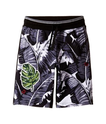 Dolce & Gabbana Kids Banana Leaf Shorts (big Kids) (black) Boy's Shorts
