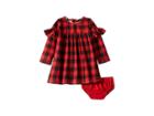 Mud Pie Buffalo Check Long Sleeve Dress With Bloomer Set (infant) (red) Girl's Active Sets