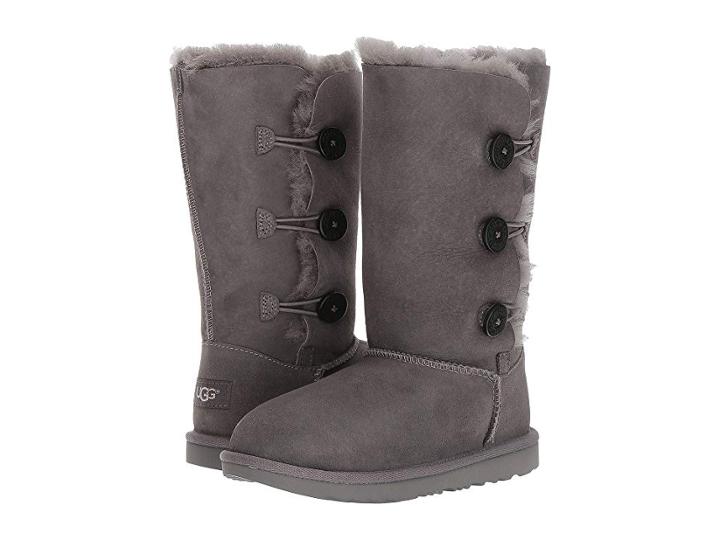 Ugg Kids Bailey Button Triplet Ii (little Kid/big Kid) (grey) Girls Shoes