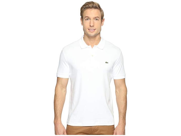 Lacoste Short Sleeve Jersey Interlock Regular (white) Men's Clothing