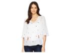Lucky Brand Embroidered Top (lucky White) Women's Clothing