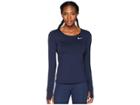 Nike Pro Mesh Long Sleeve Training Top (obsidian/white) Women's Long Sleeve Pullover