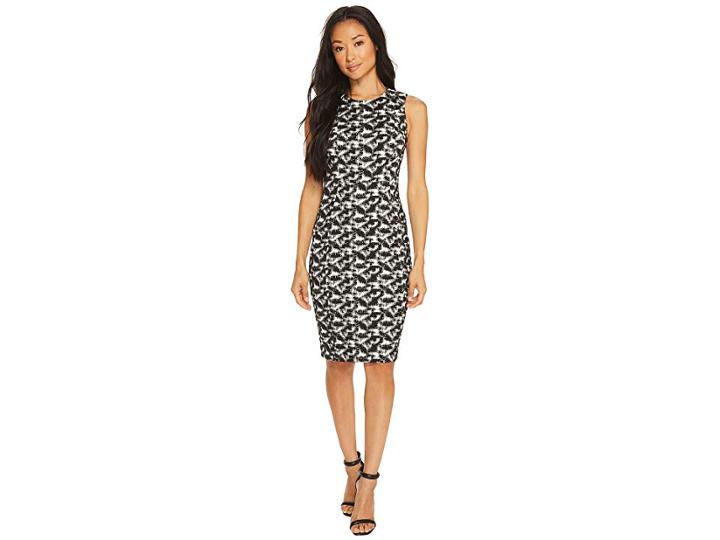Calvin Klein Jacquard Compression Sheath Dress (black/white) Women's Dress