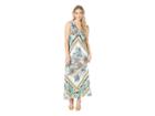 London Times V-neck Scarf Print Maxi Dress (white/denim) Women's Dress