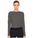 Vince Pencil Stripe Long Sleeve Boat Neck (brown) Women's Clothing