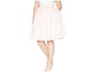 Unique Vintage Plus Size High Waist Swing Skirt (light Pink/white Stripe) Women's Skirt