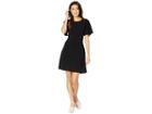 Bobeau Short Sleeve Flutter Tie Back Dress (black) Women's Dress