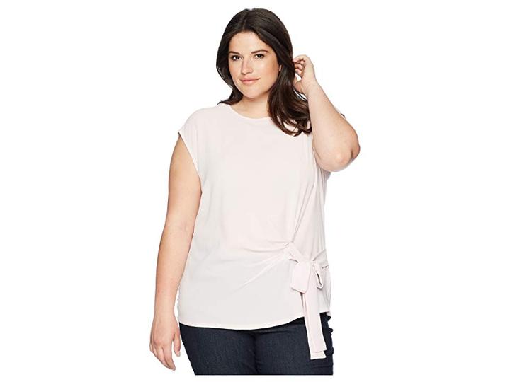 Vince Camuto Specialty Size Plus Size Sleeveless Soft Texture Tie Front Blouse (pink Bliss) Women's Blouse