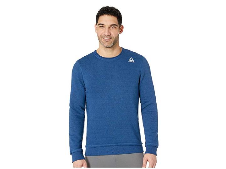 Reebok Elements Marble Melange Crew Sweatshirt (bunker Blue) Men's Sweatshirt
