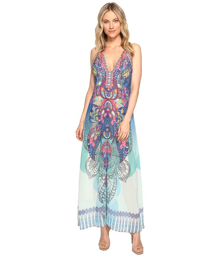 Hale Bob Supercharged Microfiber Chiffon Maxi Dress (blue) Women's Dress