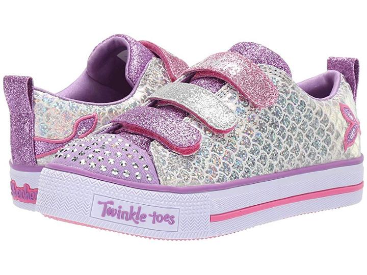 Skechers Kids Twinkle Lite 20162l (little Kid/big Kid) (silver/multi) Girl's Shoes