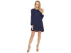 American Rose Olivia Long Sleeve Dress With Lace Detail (navy) Women's Dress