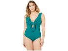 Becca By Rebecca Virtue Plus Size Color Code Ruffle One-piece (fern) Women's Swimsuits One Piece