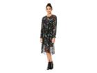 Kensie Frosted Blooms Dress Ksdk8317 (black Combo) Women's Dress