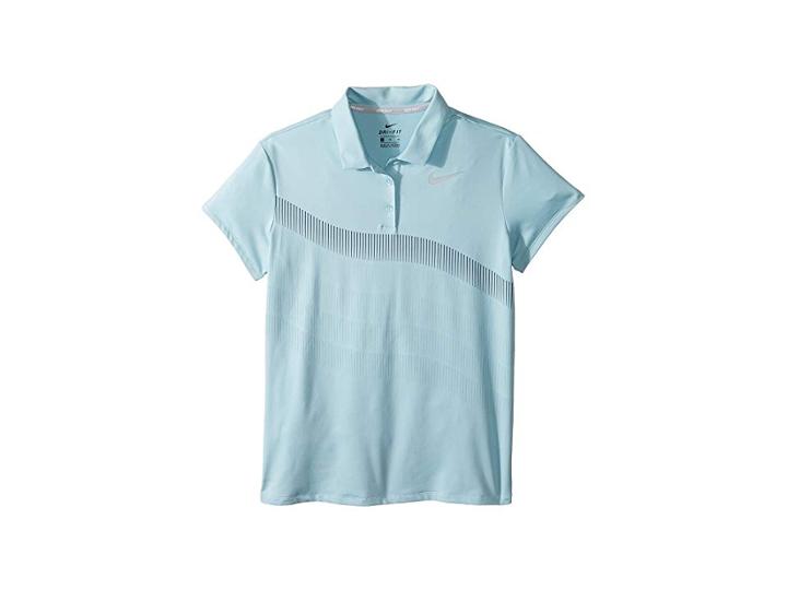Nike Kids Dry Polo Short Sleeve Print (little Kids/big Kids) (ocean Bliss/black) Girl's Short Sleeve Pullover
