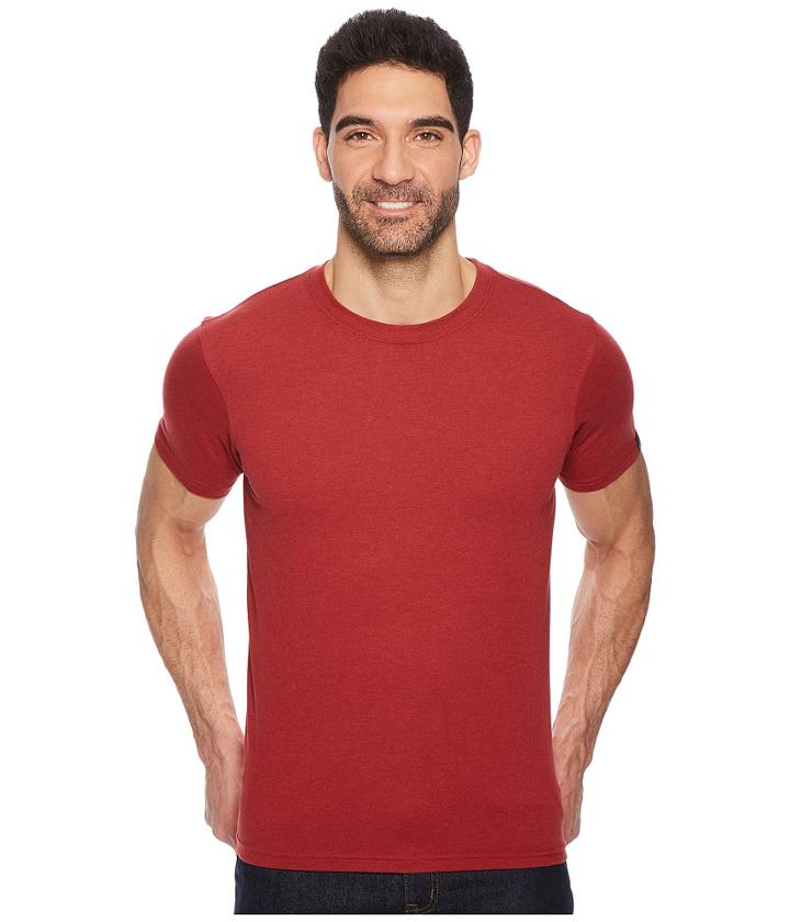 Prana Prana(r) Crew Tee (crimson Heather) Men's Short Sleeve Pullover