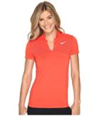 Nike Golf Zonal Cooling Dri-fit Knit Polo (max Orange/gym Red/flat Silver) Women's Short Sleeve Pullover