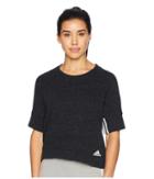 Adidas S2s Short Sleeve Top (black Melange/white) Women's Short Sleeve Pullover