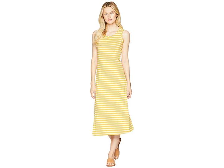 Joules Rosa Jersey Printed Midi Dress (ochre Stripe) Women's Dress