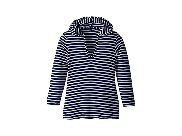 Splendid Littles Stripe Hoodie Tunic (big Kid) (navy) Girl's Sweatshirt