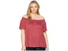B Collection By Bobeau Plus Size Carlee Off Shoulder Tee (berry) Women's T Shirt