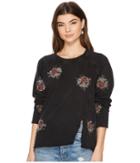 Lucky Brand Embroidered Pullover Flower Top (lucky Black) Women's Long Sleeve Pullover