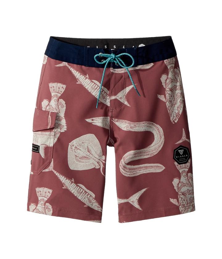 Vissla Kids Fathoms Washed Four-way Stretch Boardshorts 17 (big Kids) (plumeria) Boy's Swimwear