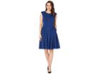 Gabby Skye Jacquard Knit Seam Down Fit N Flare (bright Navy) Women's Dress