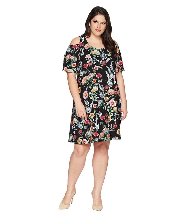 Karen Kane Plus Plus Size Cold Shoulder Dress (floral) Women's Dress