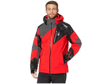 Spyder Leader Jacket (red/cloudy Reflective Distress Black/polar) Men's Jacket