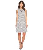 Adrianna Papell Striped Ottoman Laced A-line (ivory/black) Women's Dress